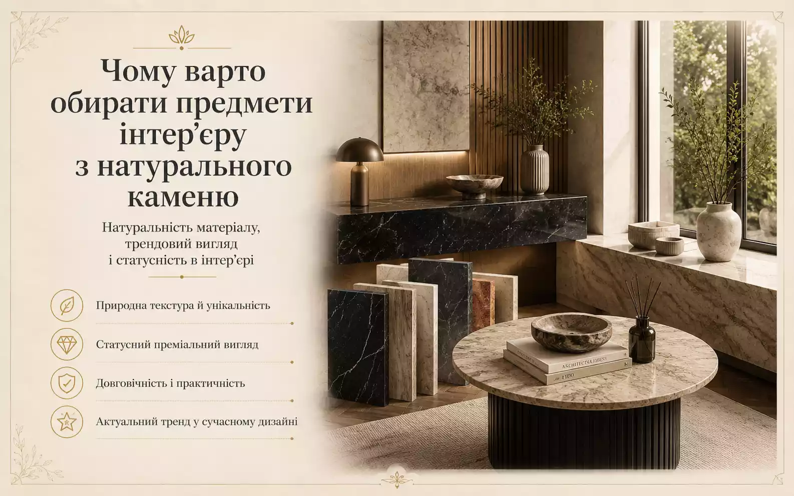 Чому варто обирати предмети інтер’єру з натурального каменю